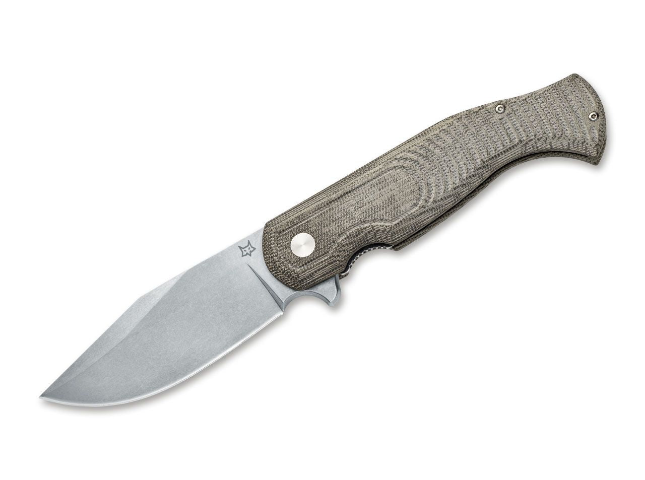 Fox Eastwood Tiger 3.74" D2 Green Canvas Micarta Folding Knife by Gudy Van Poppel FX-524 G