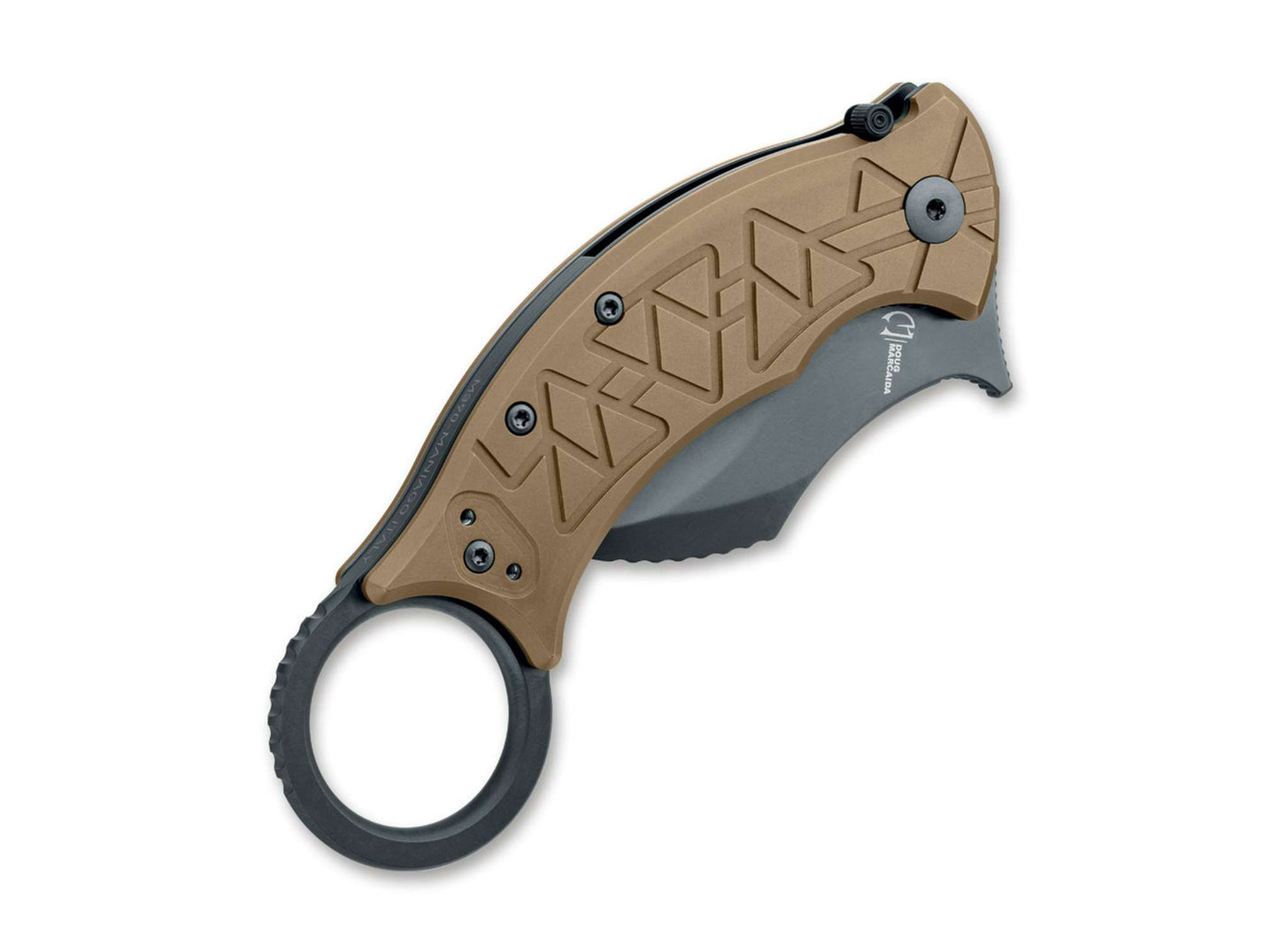 Fox Tribal K 3.03" Black M390 Bronze Titanium Folding Karambit Knife by Doug Marcaida FX-802 TiPVD