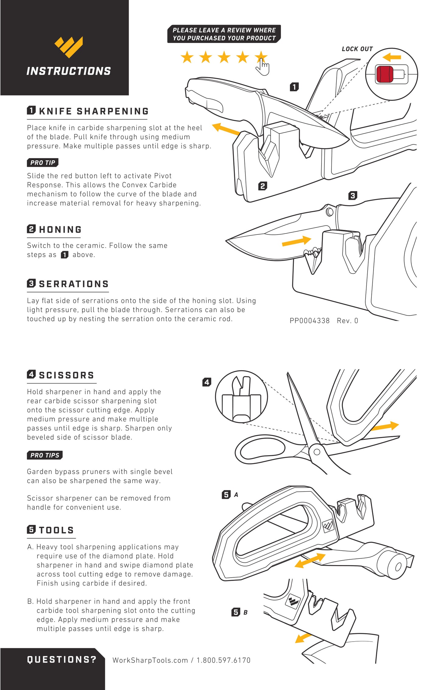 Work Sharp Pivot Pro Knife/Machete/Axe Sharpener with Diamond Plate
