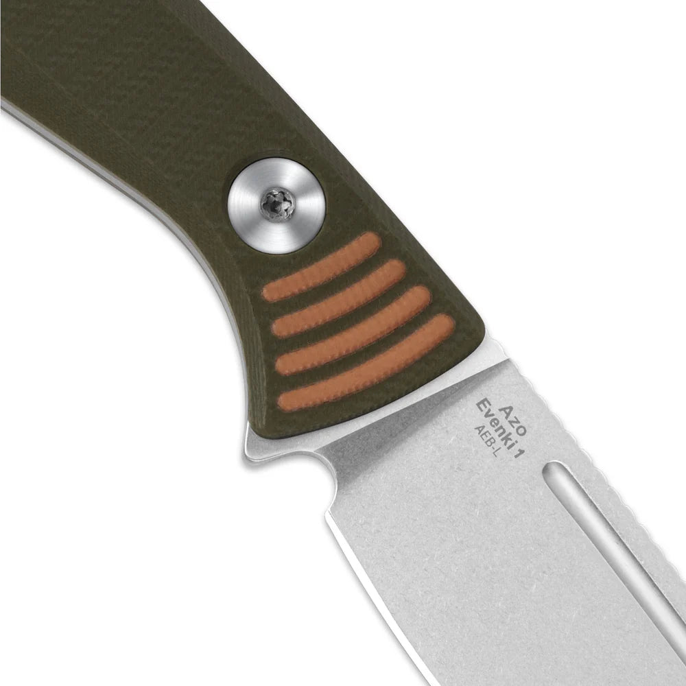 Kizer Evenki 1 2.98" AEB-L Orange Green G10 Fixed Blade Knife 1097A1