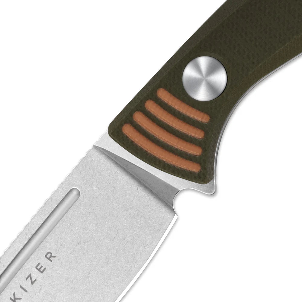 Kizer Evenki 1 2.98" AEB-L Orange Green G10 Fixed Blade Knife 1097A1