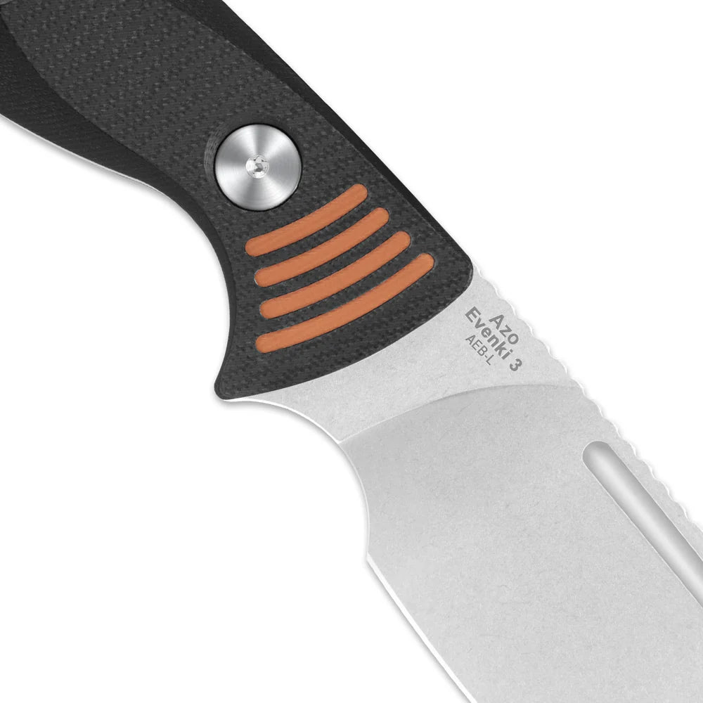 Kizer Evenki 3 4.48" AEB-L Black Orange G10 Fixed Blade Knife 1099A1