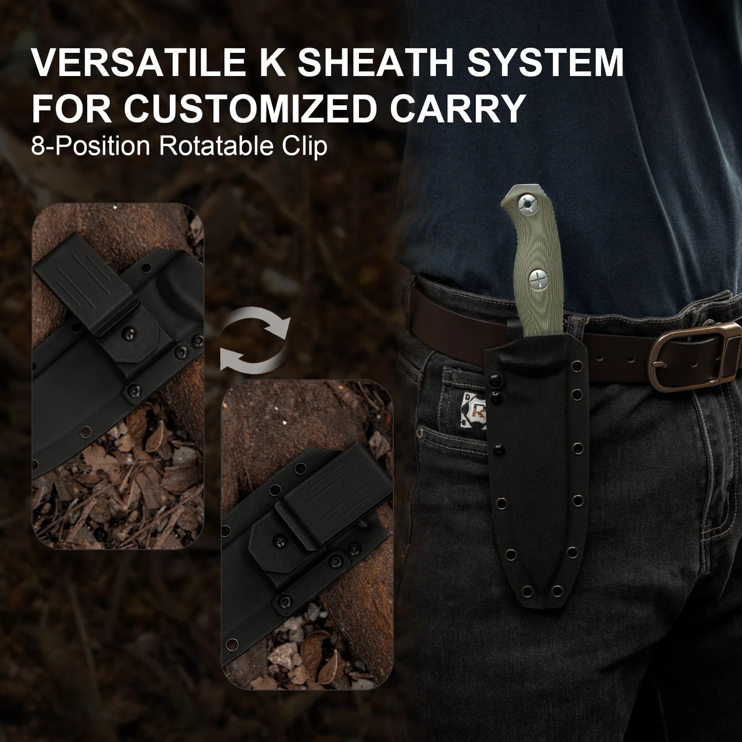 Kizer Drop Bear Fix 7 6.51" AEB-L Green Micarta Fixed Blade Knife 1103A1