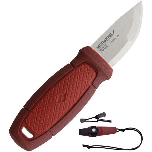Morakniv Eldris 2.3" Sandvik Pocket Fixed Blade Knife with Fire Starter Kit - Red 12630