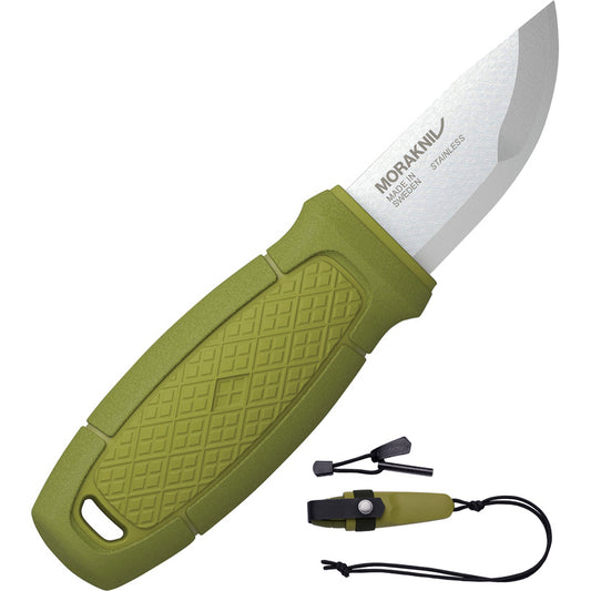 Morakniv Eldris 2.3" Sandvik Pocket Fixed Blade Knife with Fire Starter Kit - Green 12633