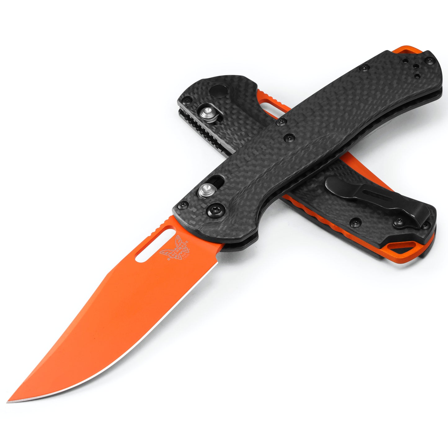 Benchmade 15535OR-01 Taggedout 3.5" CPM-MagnaCut Orange Cerakote Folding Knife with Carbon Fiber Handles