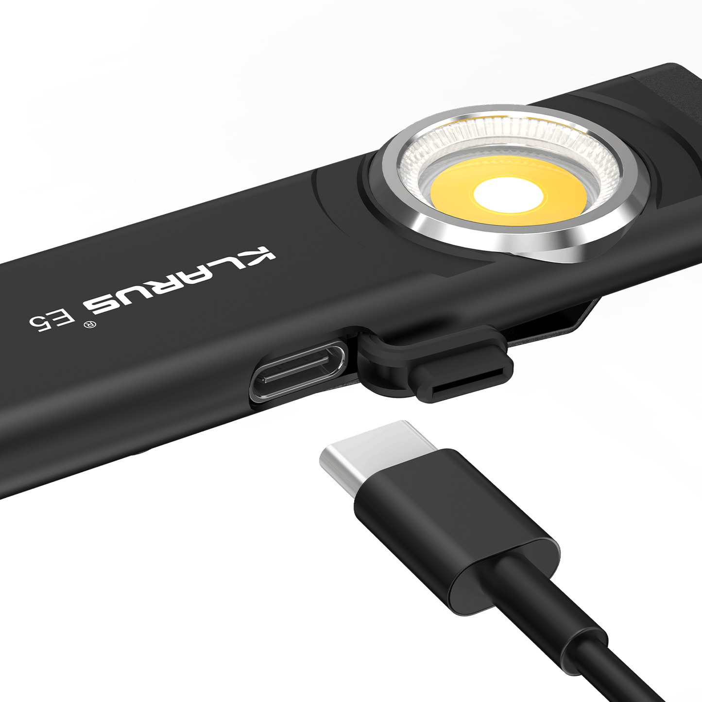 Klarus E5 470LM Black Compact Magnetic USB-C Fast Charging Dual COB LED Flashlight