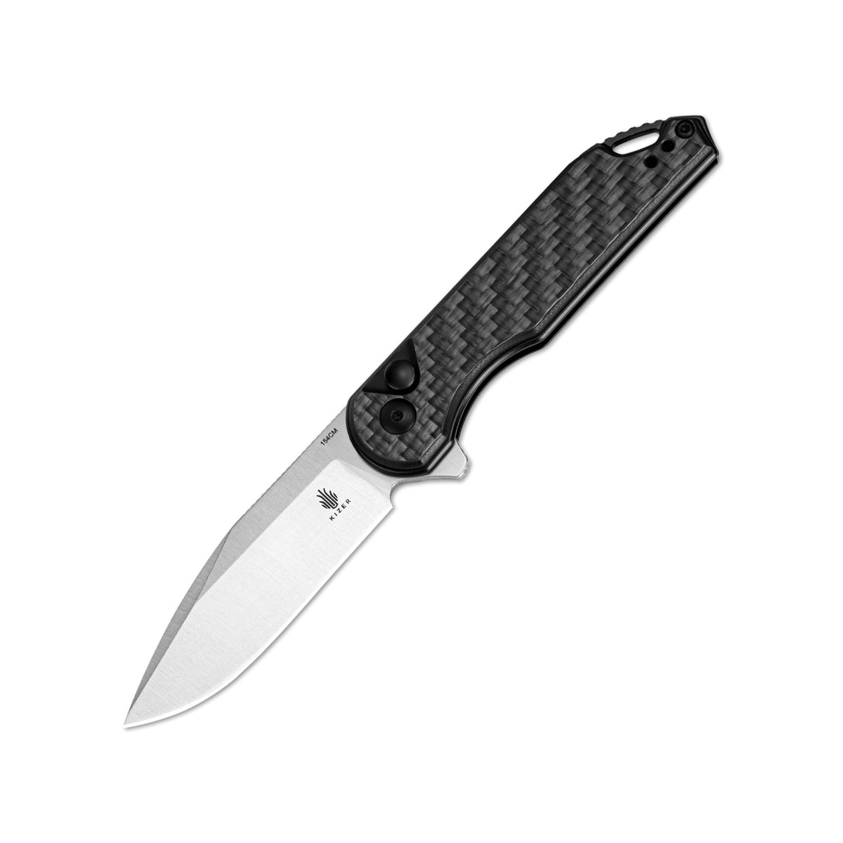 Kizer Assassin 3" 154CM Carbon Fiber G10 Button-Lock Folding Knife by Carlos Elstner V3549C3