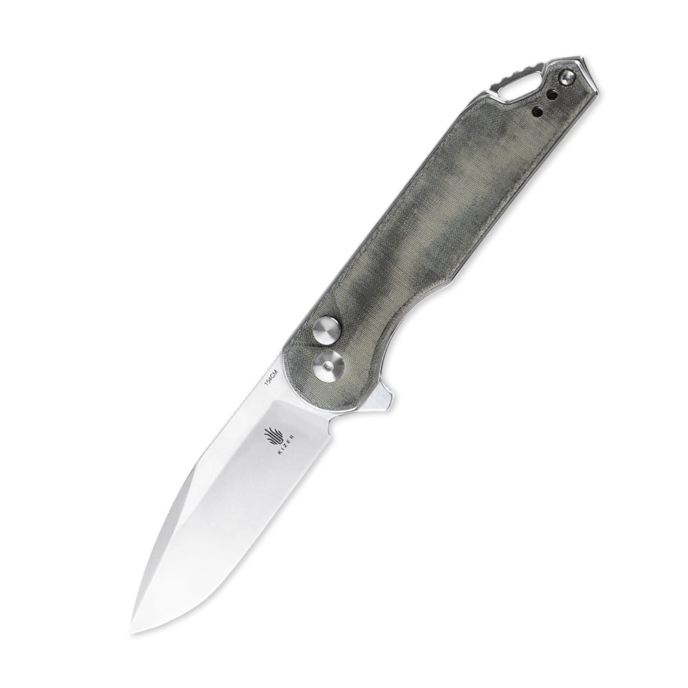 Kizer Assassin 3" 154CM Micarta Button-Lock Folding Knife by Carlos Elstner V3549C1