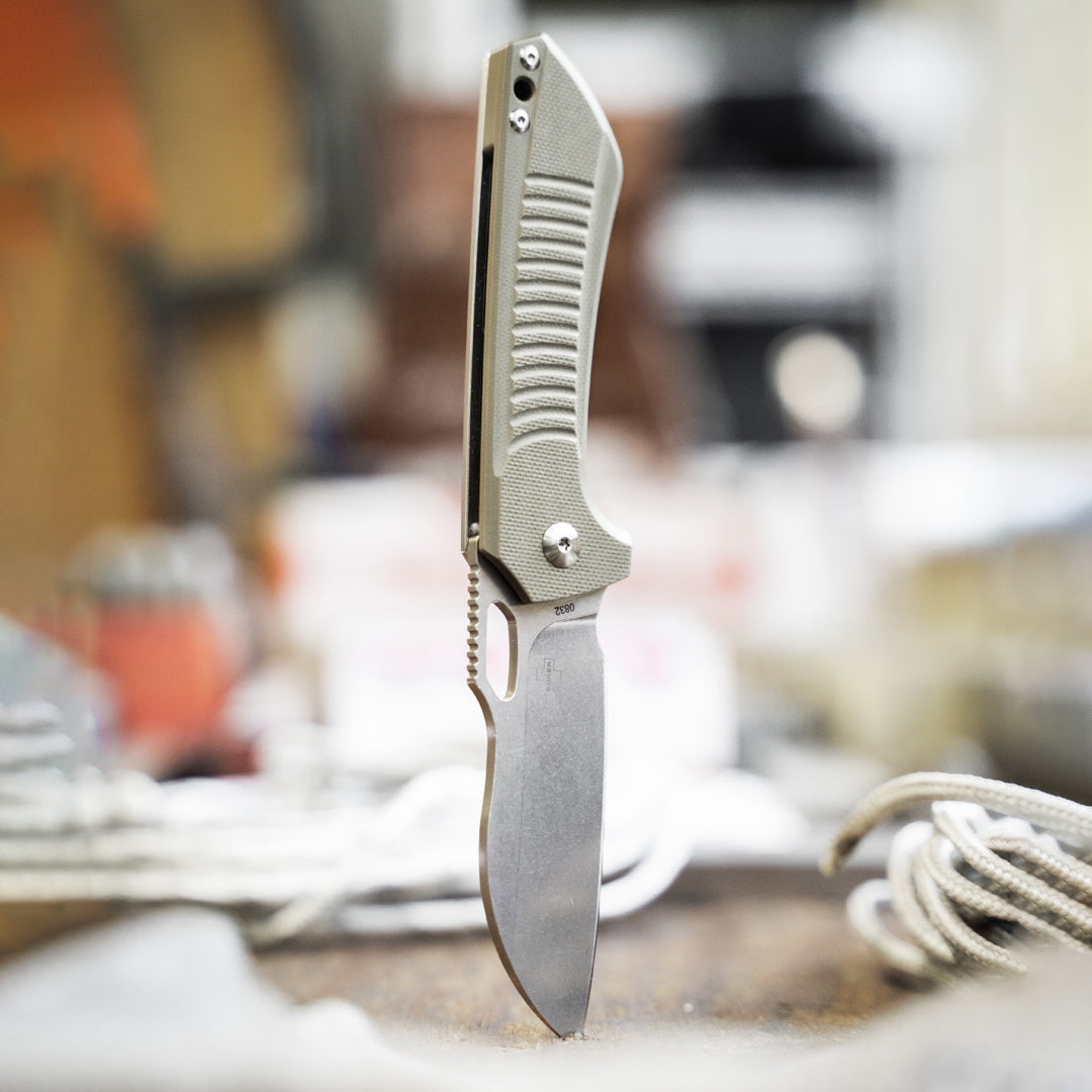 Boker Plus Swoopy 3.11" Nitro-V Brown G10 Folding Knife by Michael Burch 01BO693