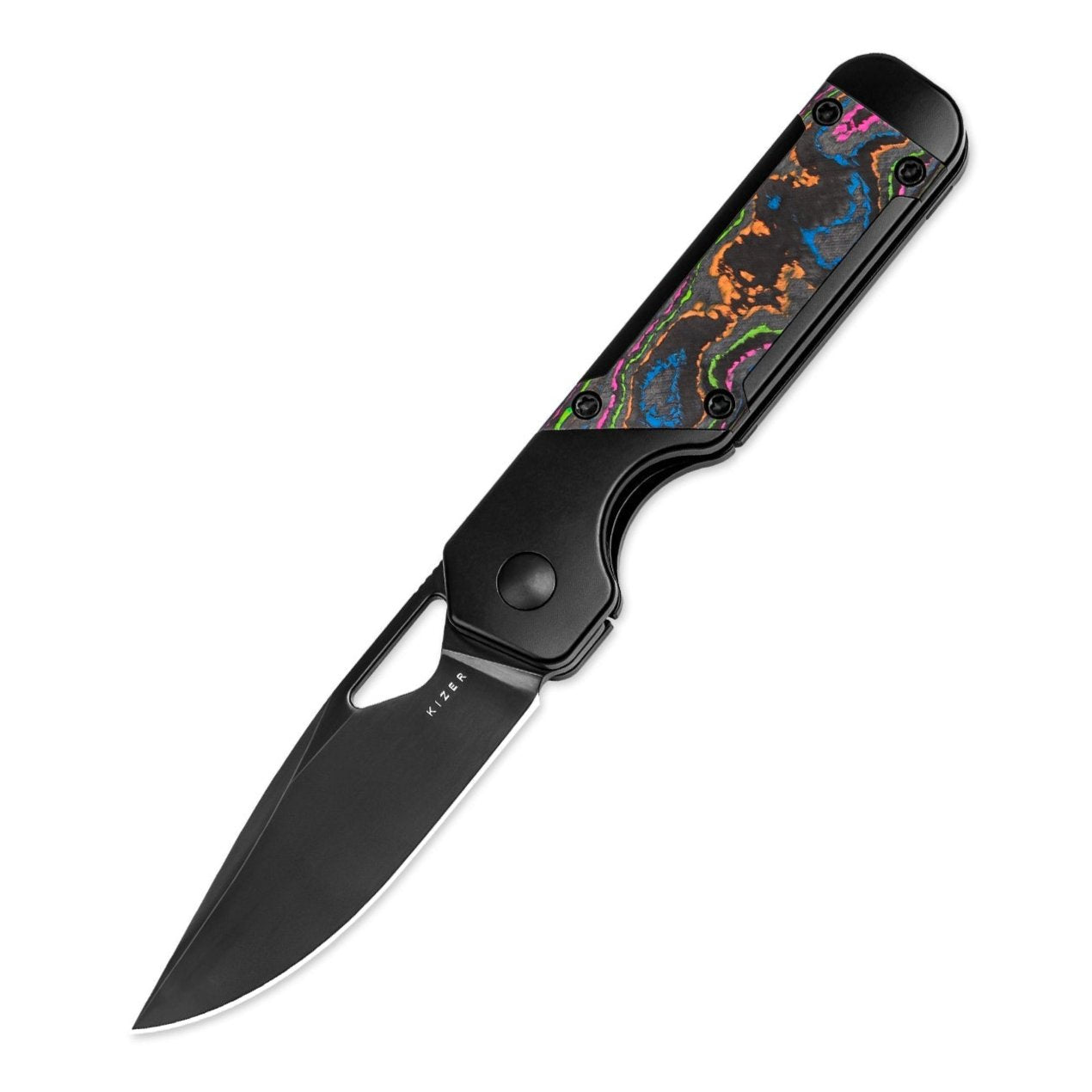 Kizer Mini Militaw 2.82" M390 DLC Titanium Camo 80's Carbon Fiber Folding Knife Ki3634SA1