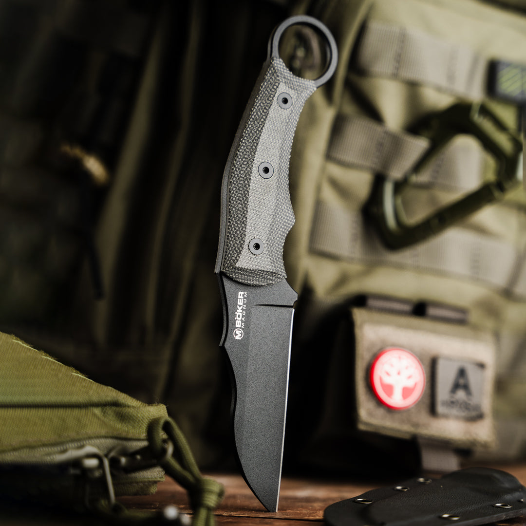 Boker Magnum Sheepsfoot Micarta Fixed Blade Knife by Ruben Fritton 02RY700