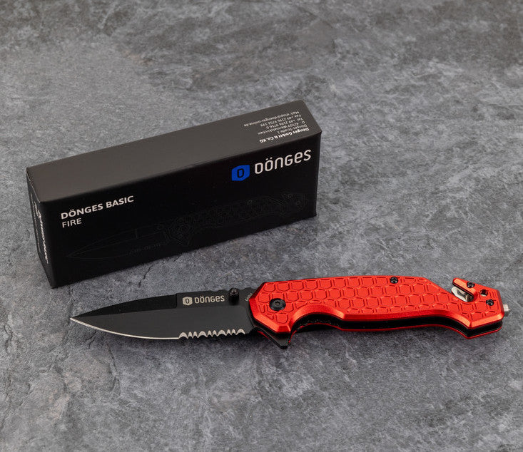 Boker Plus Donges Basic Fire 3.35" Red Aluminium Rescue Folding Knife