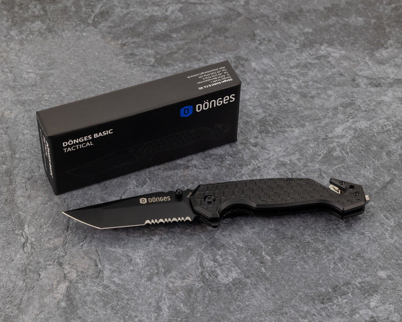 Boker Plus Donges Basic Tactical 3.43" Black Aluminium Rescue Folding Knife
