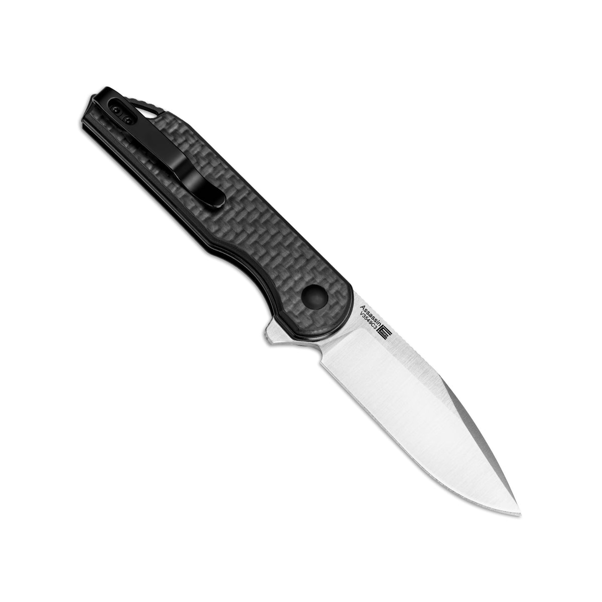Kizer Assassin 3" 154CM Carbon Fiber G10 Button-Lock Folding Knife by Carlos Elstner V3549C3