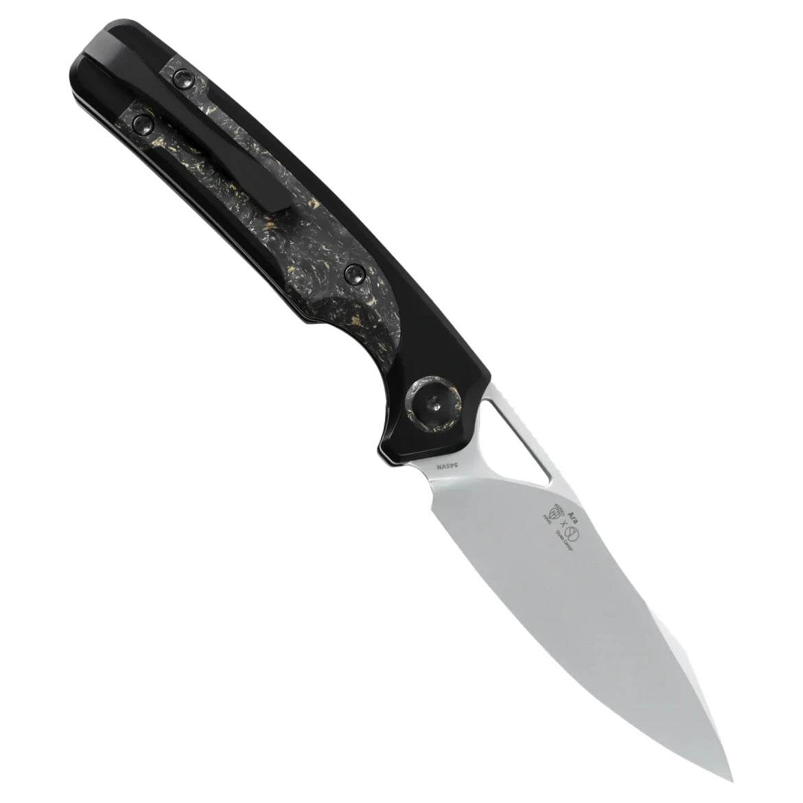 Kizer Ara 3.09" S45VN Carbon Fiber Gold Flake Titanium Folding Knife by Jonathan Styles x Paul Munko Ki3729A1