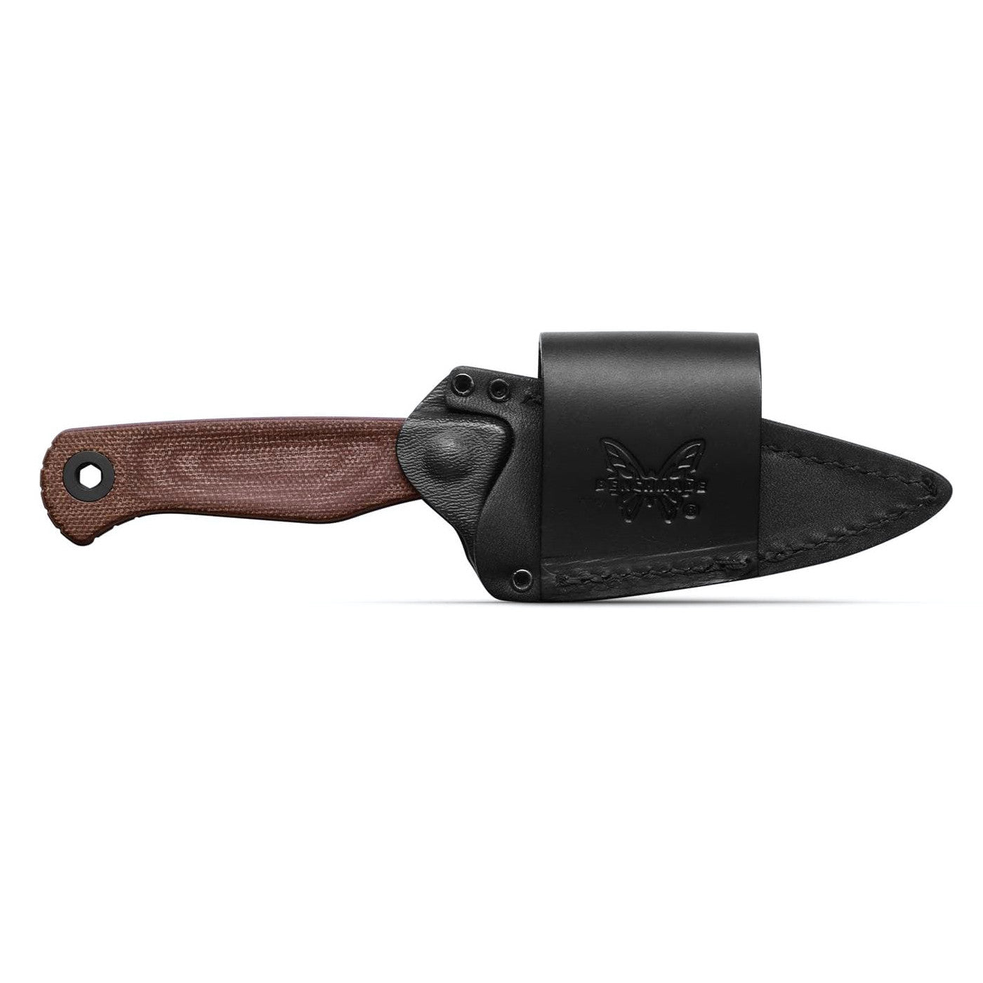 Benchmade 203BT-03 Dacian 3.54" CPM-Magnacut Blue Cerakote Brown Canvas Micarta Fixed Blade Knife