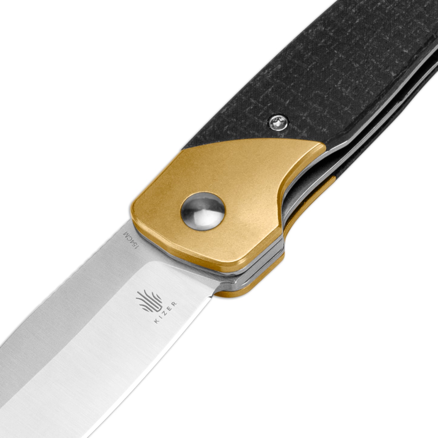 Kizer Gavel 2.88" 154CM Brass Micarta Folding Knife V3661C1