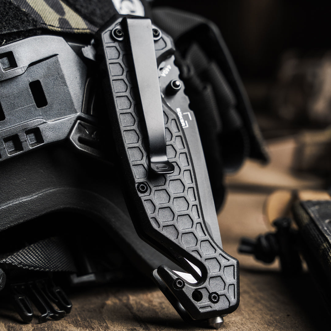 Boker Plus Donges Basic Tactical 3.43" Black Aluminium Rescue Folding Knife
