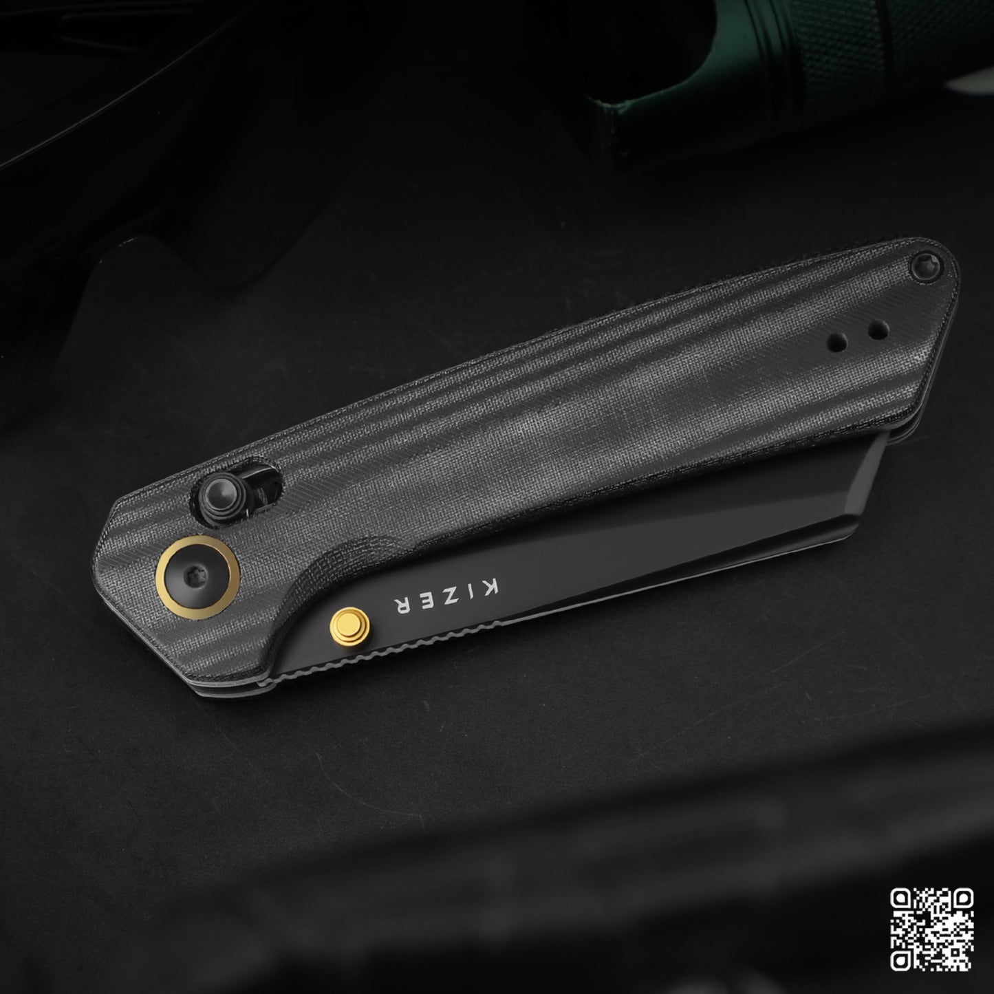 Kizer Madrac Clutch-Lock 3.06" Nitro-V Black Micarta Folding Knife V3693A1