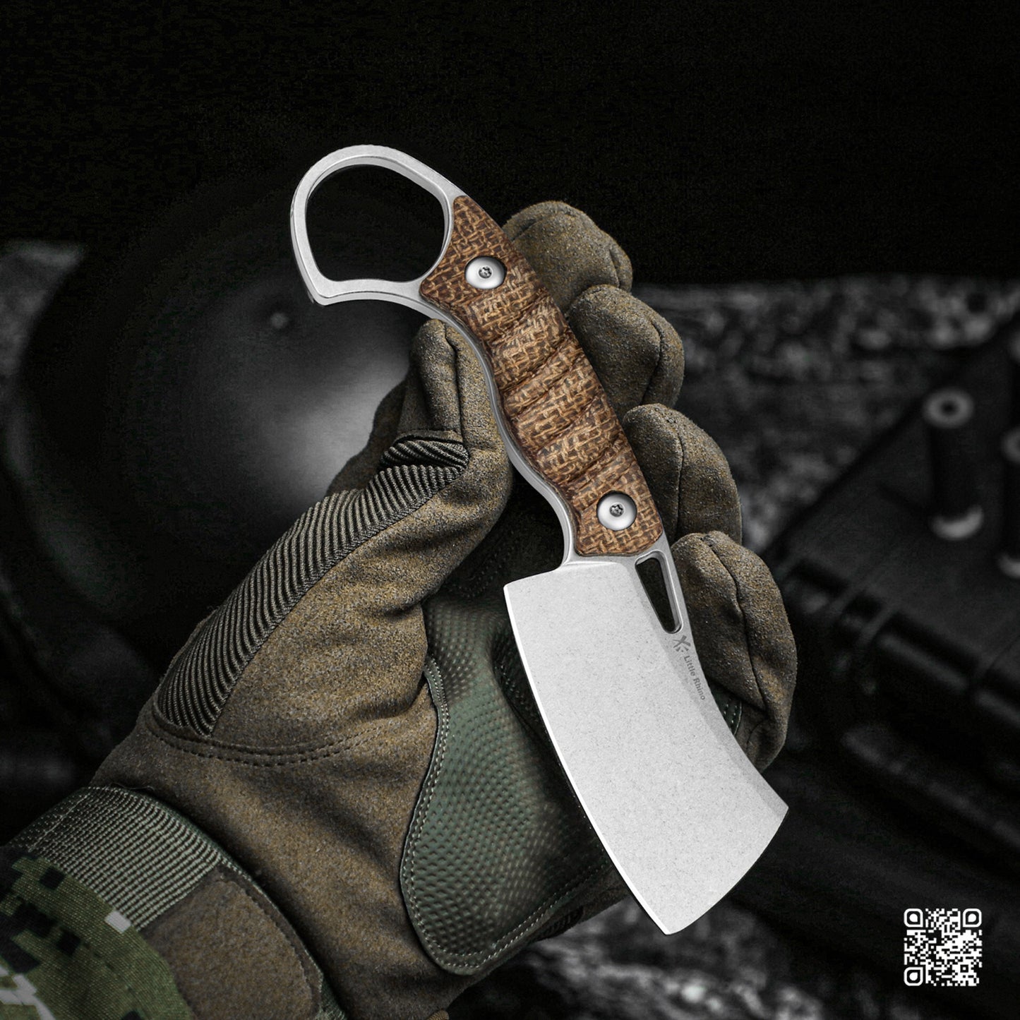 Kizer Little Rhino 2.72" AEB-L Burlap Micarta Fixed Blade Knife 1065A4