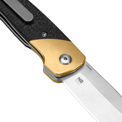 Kizer Gavel 2.88" 154CM Brass Micarta Folding Knife V3661C1