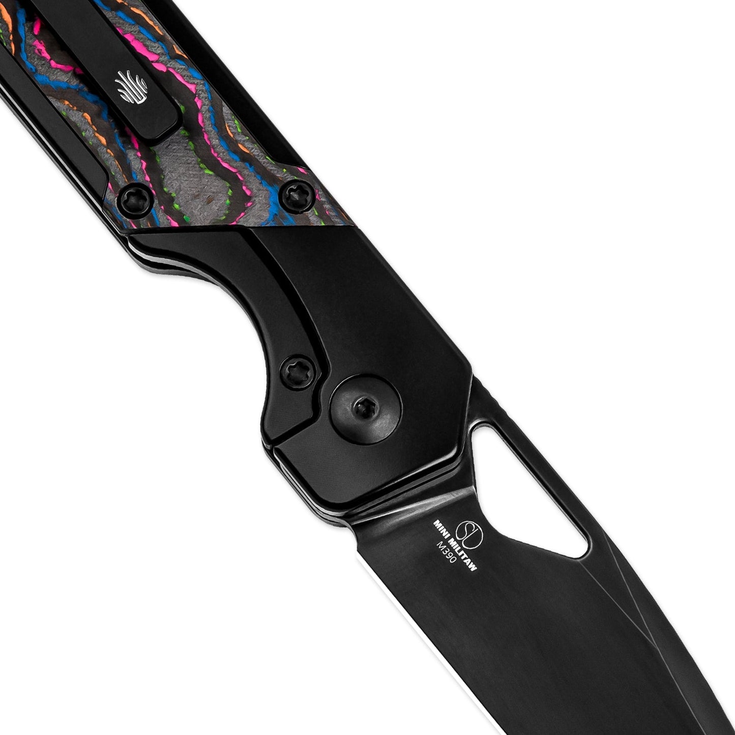 Kizer Mini Militaw 2.82" M390 DLC Titanium Camo 80's Carbon Fiber Folding Knife Ki3634SA1