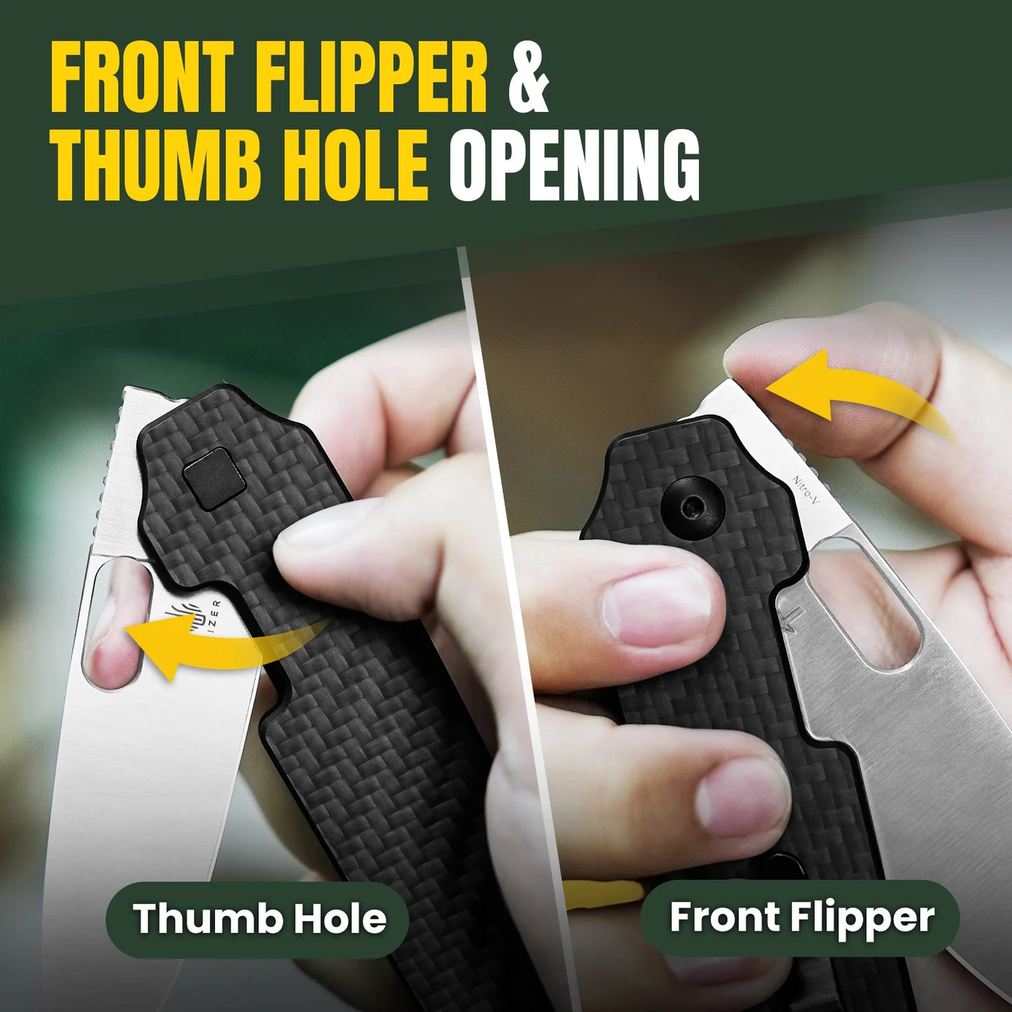 Kizer Varatas 3.24" Nitro-V G10 Carbon Fiber Folding Knife V3637A2