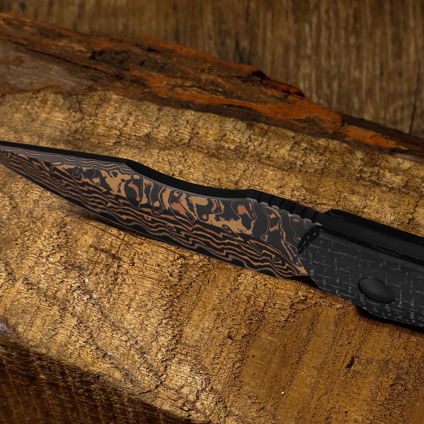 Kizer Bone 3.23" Copper Damascus Micarta Fixed Blade Knife by Maverick Customs 1122A2