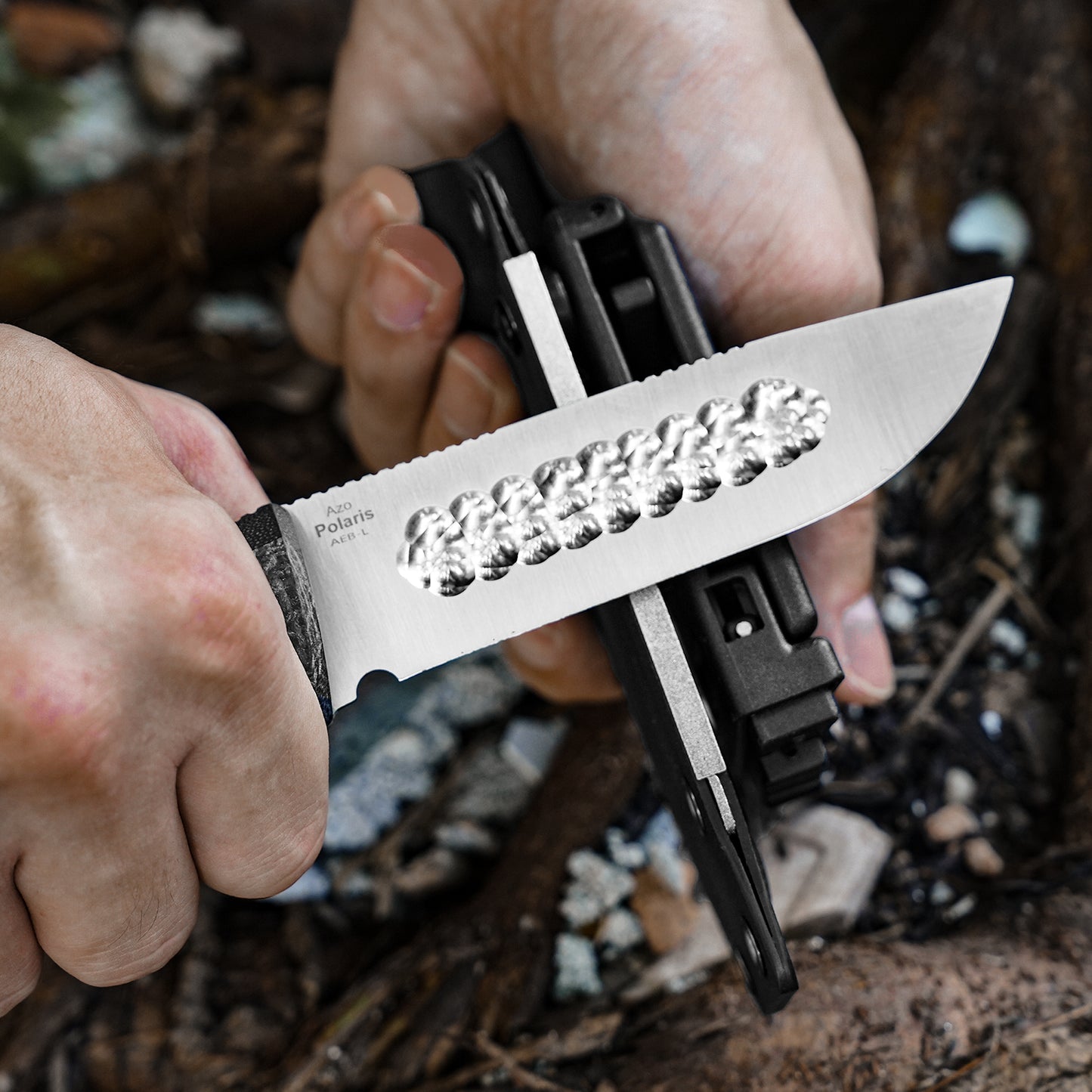 Kizer Polaris 4.23" AEB-L Yakut Chisel Grind Brown/Black Burlap Micarta G10 Fixed Blade Knife 1100A3