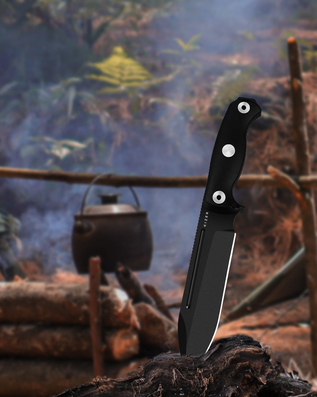 Kizer Drop Bear Fix 7 6.51" 1095 Black G10 Fixed Blade Knife 1103A2
