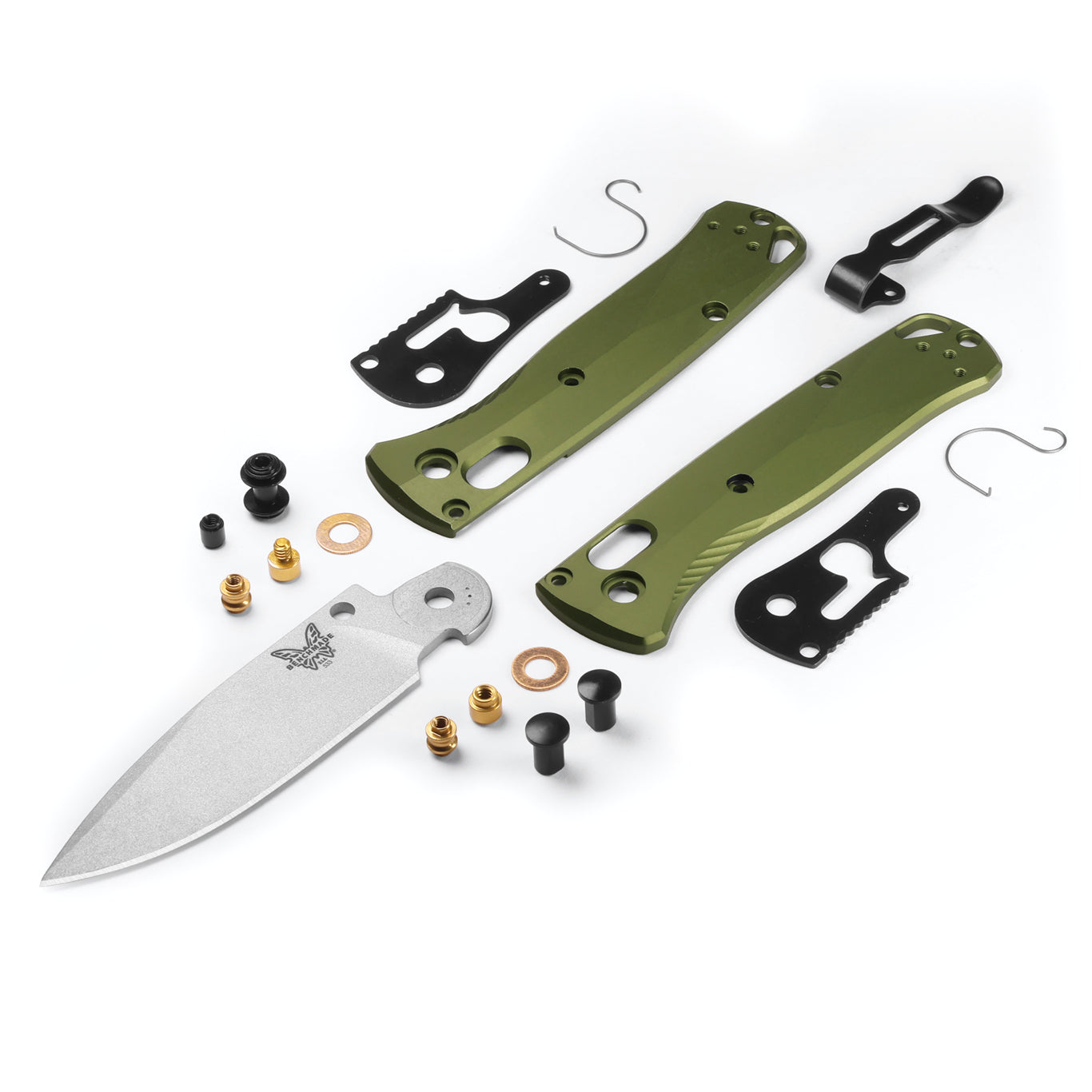 Benchmade 533SL-10 Mini Bugout 2.82" S90V Crushed Silver Cerakote Woodland Green Aluminium Folding Knife