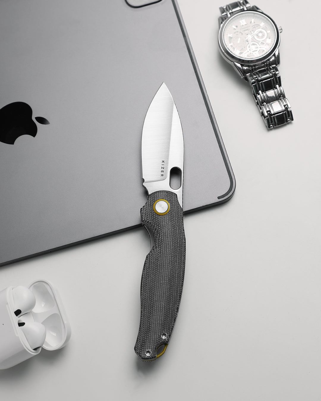 Kizer Seagull 2.9" 14C28N Gray Micarta Folding Knife V3770A1