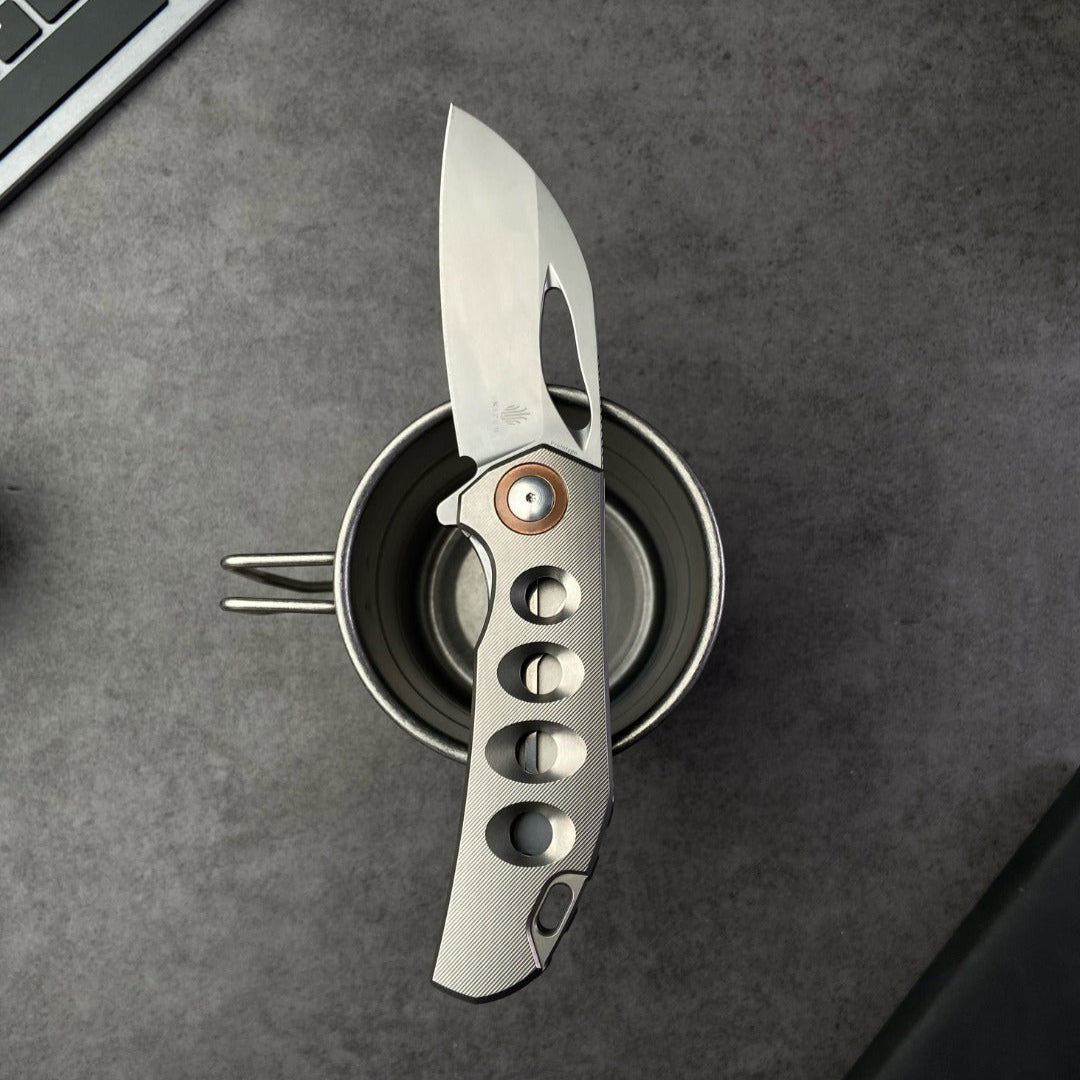 Kizer Hawk 3.41" S45VN Gray Titanium Folding Knife by Carlos Elstner Ki4683A2