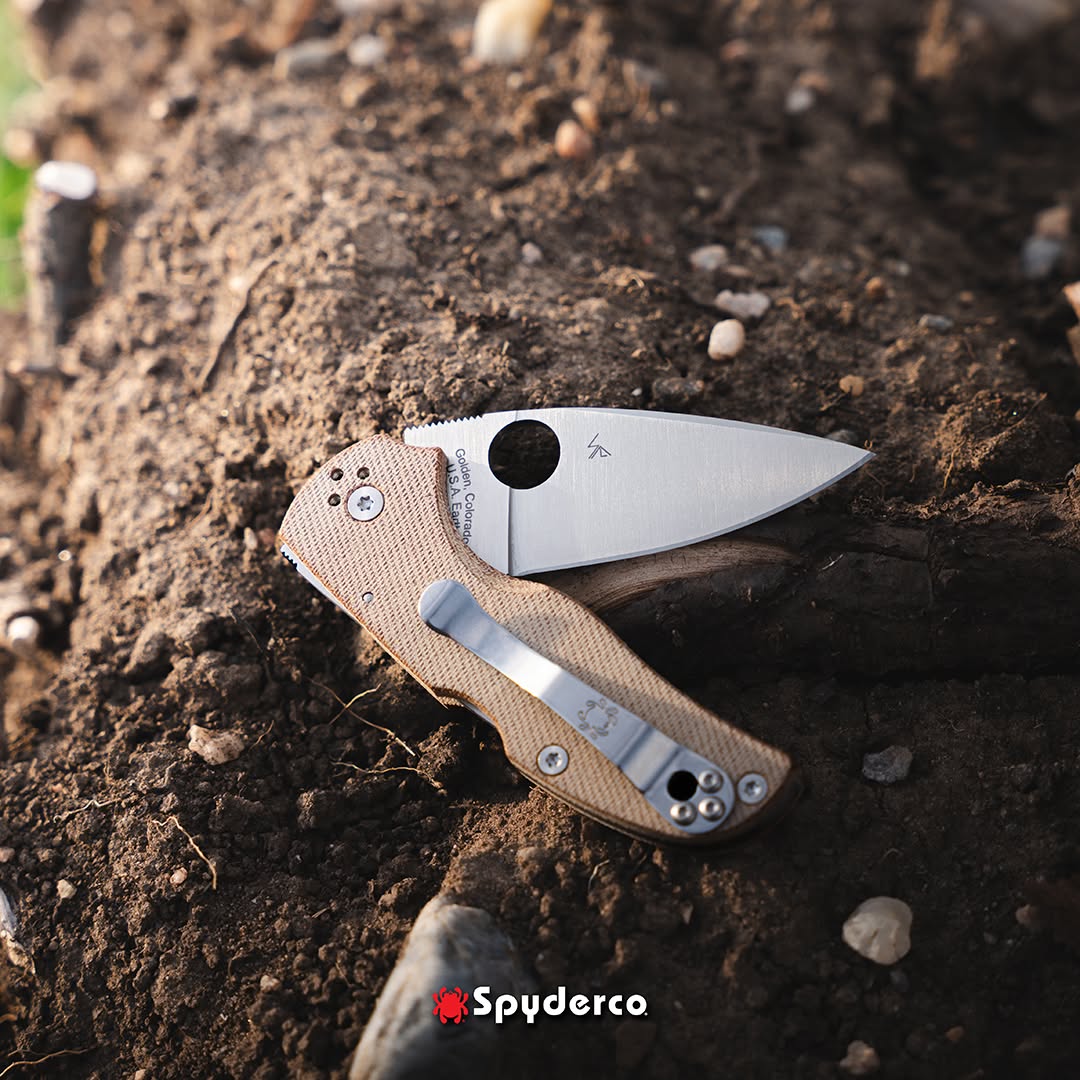 Spyderco Native 5 2.95" CPM Cru-Wear Brown Canvas Micarta Folding Knife C41MPCW5