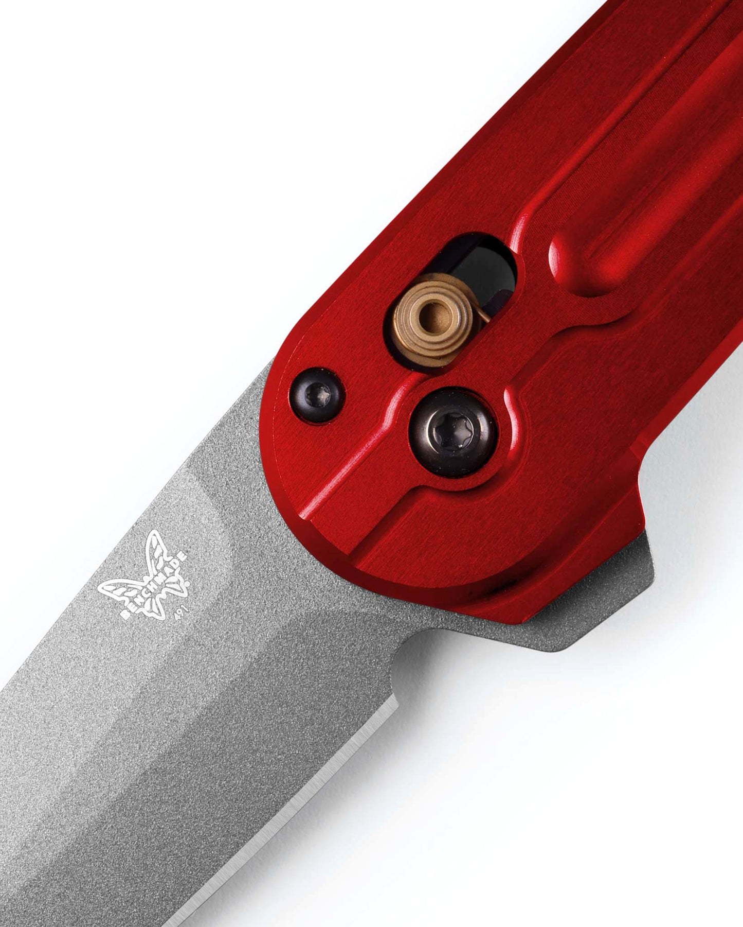 Benchmade 491GY-01 Lowden 2.8" M390 Gray Cerakote Phoenix Red Aluminium Folding Knife
