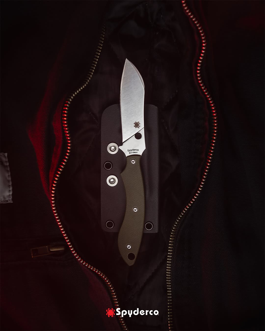 Spyderco Stok Drop Point 2.95" 8Cr13MoV OD Green G10 Fixed Blade Knife FB50GPOD