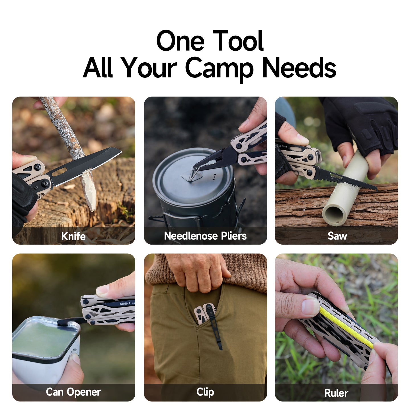 NexTool Camper Pliers CP10 Multi-Tool 12 Functions with Fire Starter and Pouch