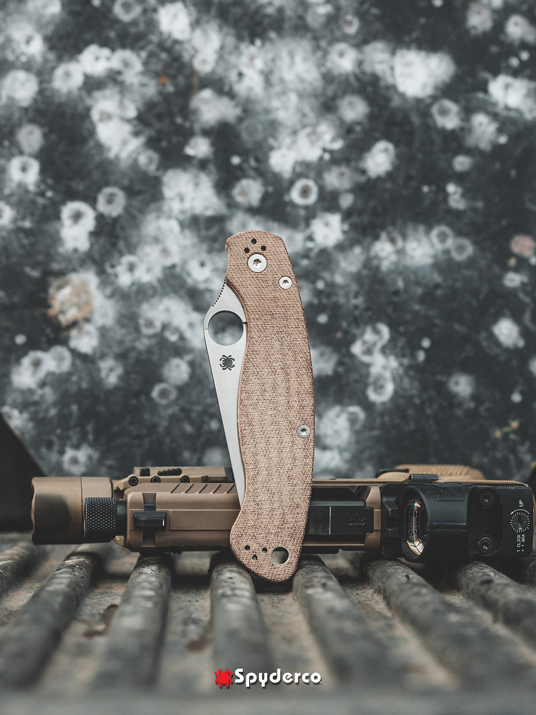 Spyderco Military 2 4" CPM Cru-Wear Brown Canvas Micarta Folding Knife C36MPCW2