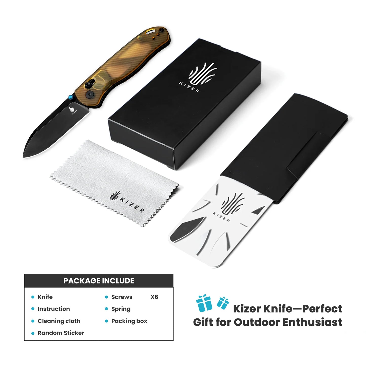 Kizer Drop Bear Clutch-Lock 2.97" Nitro-V PEI Ultem Folding Knife V3619A2