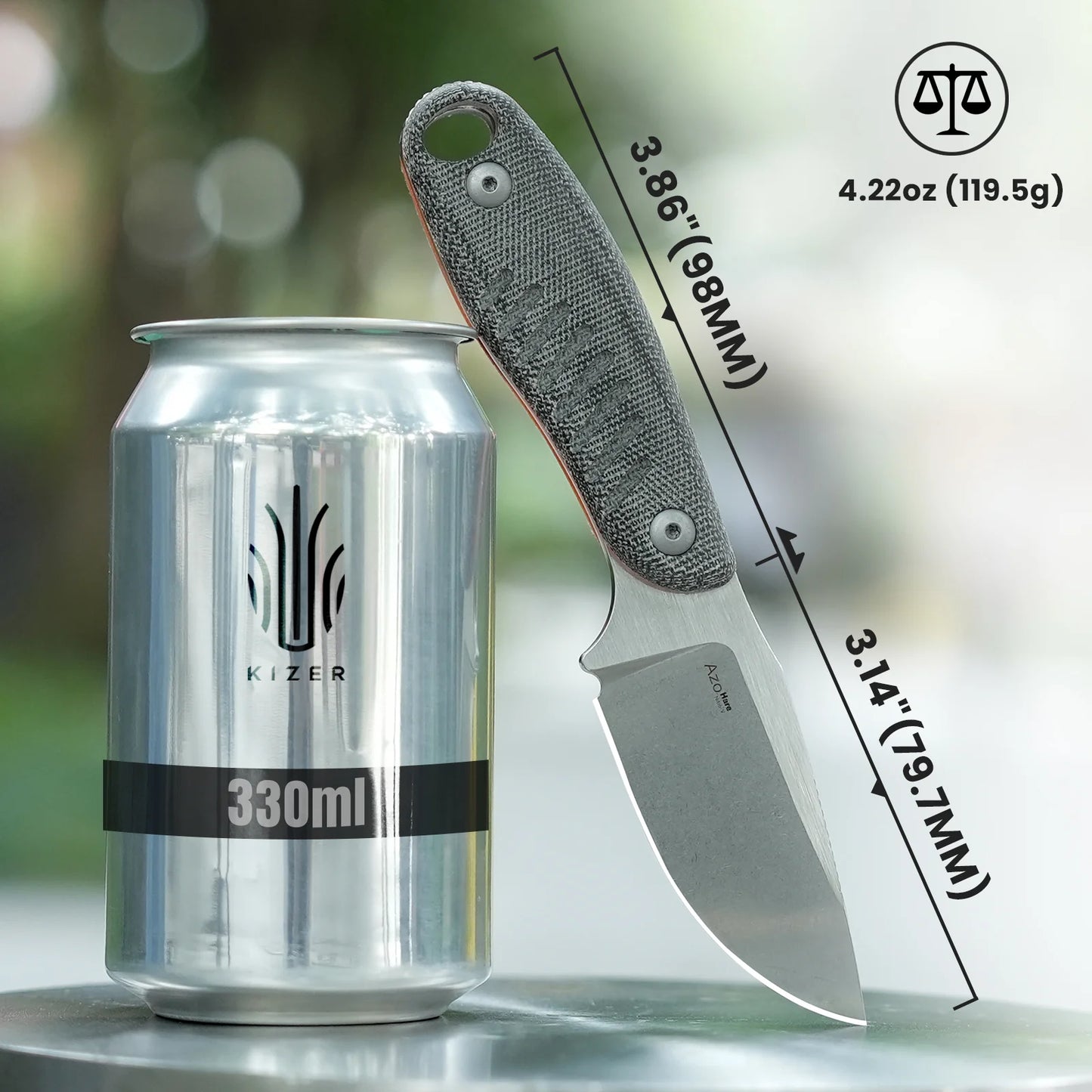 Kizer Hare 3.14" Nitro-V Micarta G10 Fixed Blade Knife 1077A2