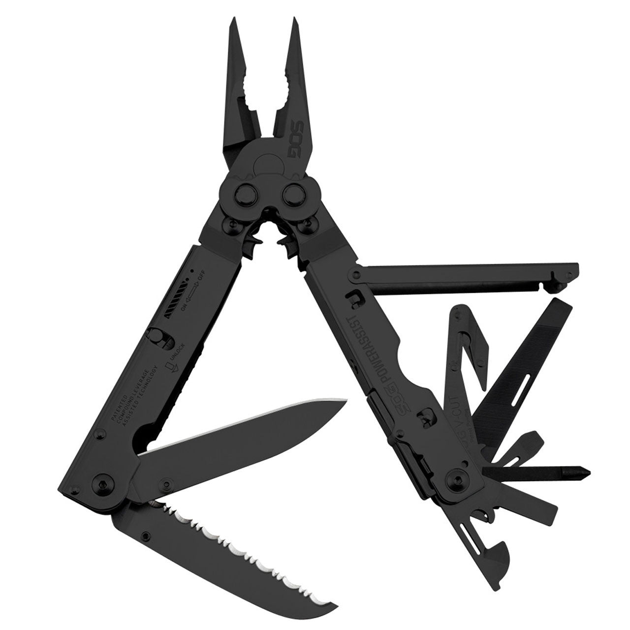 SOG PowerAssist Black 16-Tool Multi-Tool with Sheath