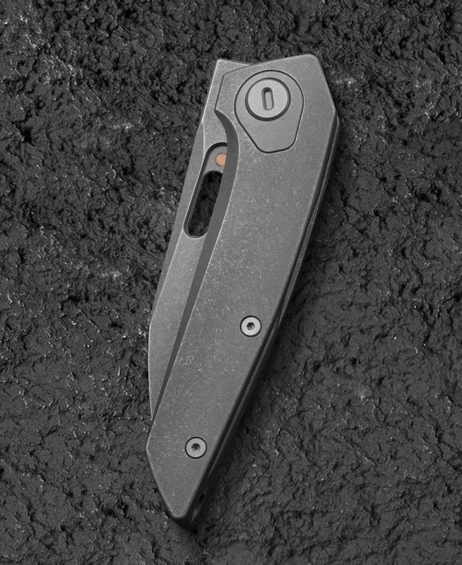 Bestech VK-Void 2.85" Elmax Black Bead Blast Titanium Folding Knife by Vulpex BT2305C