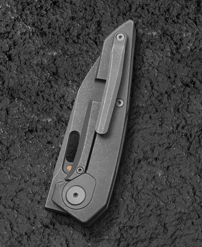 Bestech VK-Void 2.85" Elmax Black Bead Blast Titanium Folding Knife by Vulpex BT2305C