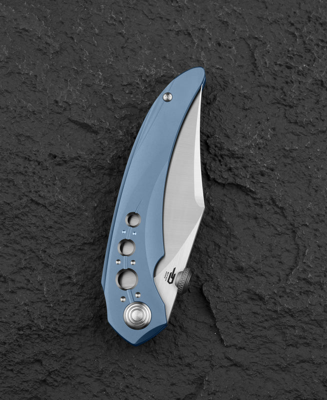 Bestech Razon 3.87" Magnacut Blue Titanium Folding Knife by Kombou BT2406A