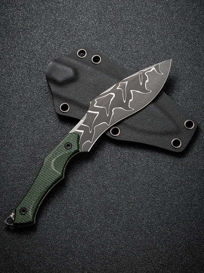 Civivi Vaquita II 3.2" Damascus Green Canvas Micarta Mini Kukri Fixed Blade Knife by Nate Matlack C047C-DS2