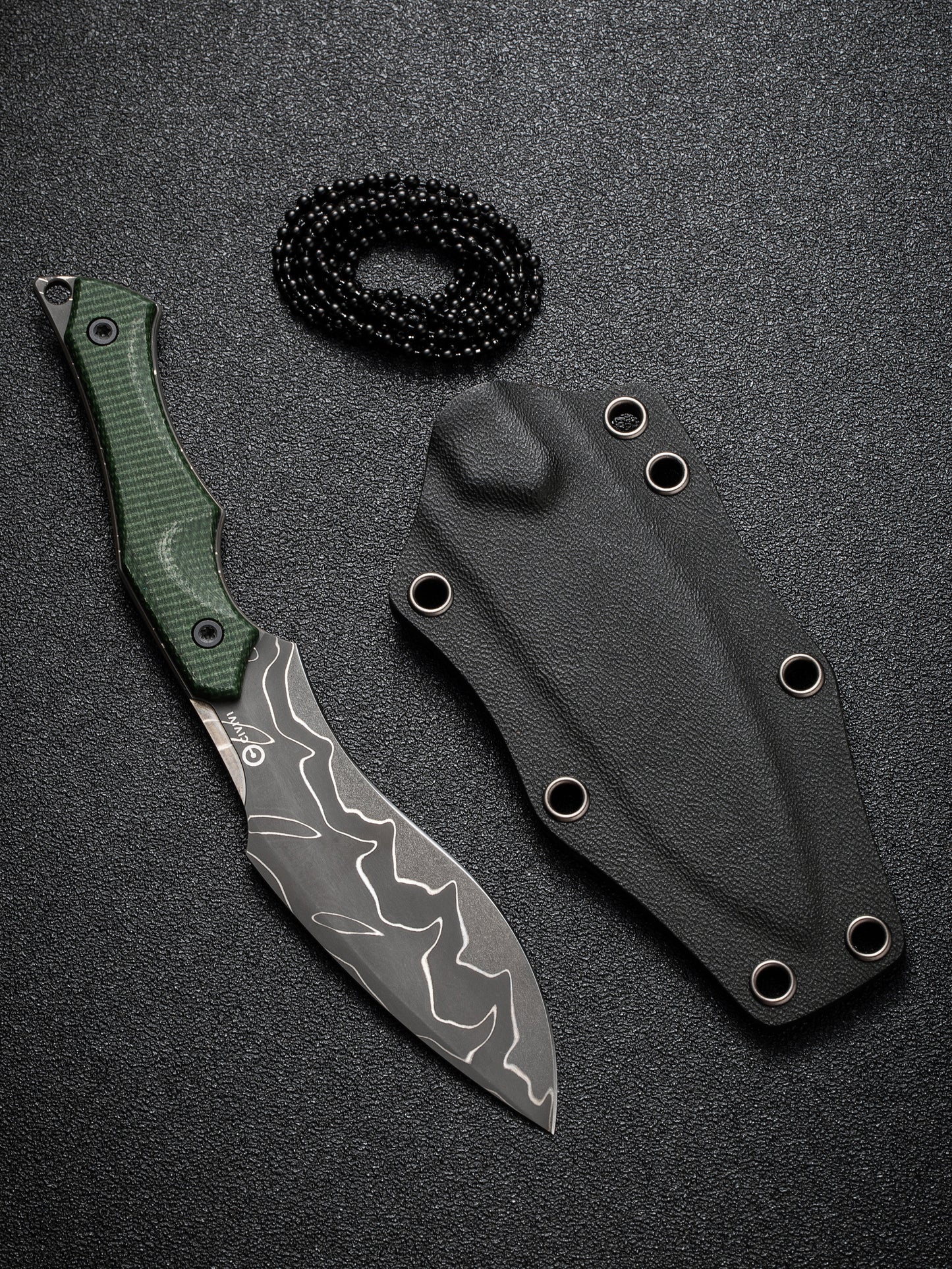 Civivi Vaquita II 3.2" Damascus Green Canvas Micarta Mini Kukri Fixed Blade Knife by Nate Matlack C047C-DS2