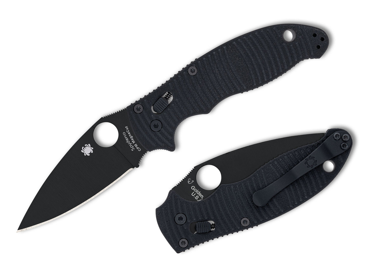 Spyderco Manix 2 Salt 3.37" CPM Magnacut Black DLC G-10 Folding Knife C101GMCBKP2