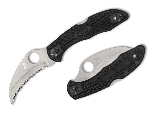 Spyderco Tasman Salt 2 Black FRN 2.91" H-2 Serrated Rustproof Folding Knife C106SBK2