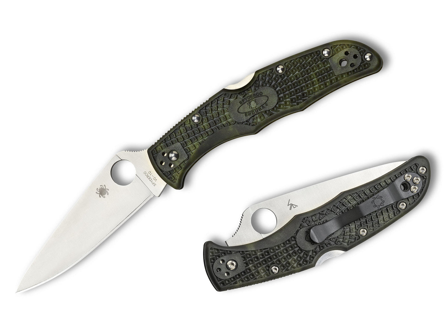 Spyderco Endura 4 3.8" VG-10 Zome Green FRN Folding Knife C10ZFPGR